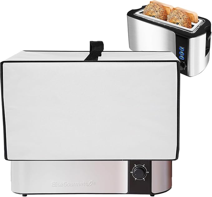 Toaster Cover Heavy Duty Heat-Resistant Waterproof Protective Cover Case Compatible with Mueller UltraToast Toaster 4 Slice MT-110ss/Elite Gourmet ECT-3100 Long Slot 4 SliceToaster (Grey)