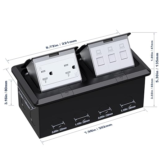 Dual Pop-Up Floor Box Electrical Kit (TR-20A, Black)
