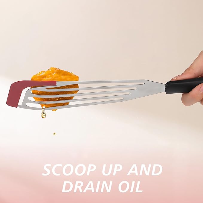 LX Fish Spatula Heat Resistant SiliconeTurner Spatula for Nonstick Cookware, Silicone Thin Flipper Slotted Spatulas - Ideal for Grilling, omelette making, Pancake