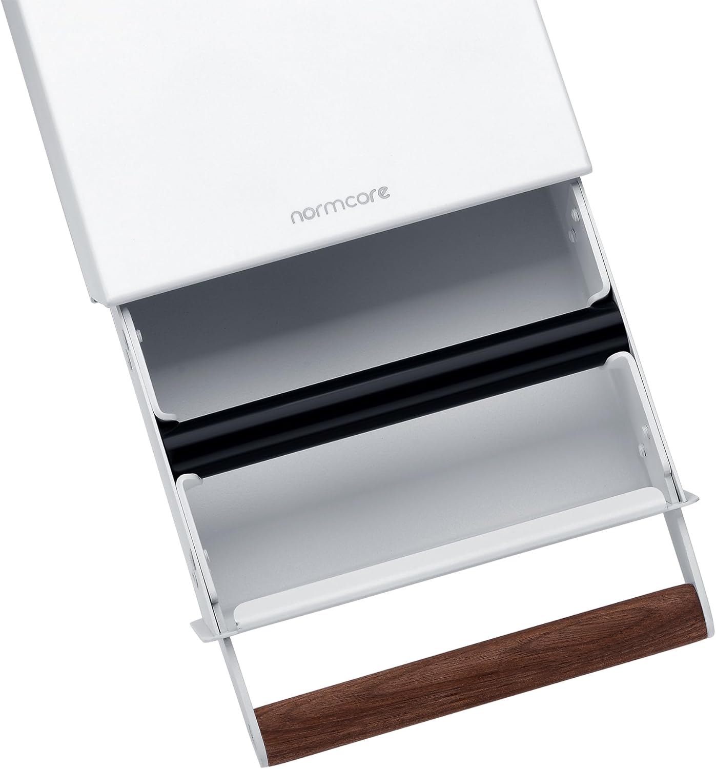 Normcore Espresso Knock Box Drawer, Coffee Knock Box with Walnut Handle, Espresso Dump Bin Separation And Detachable, 304 Stainless Steel, Size: M, Matte White