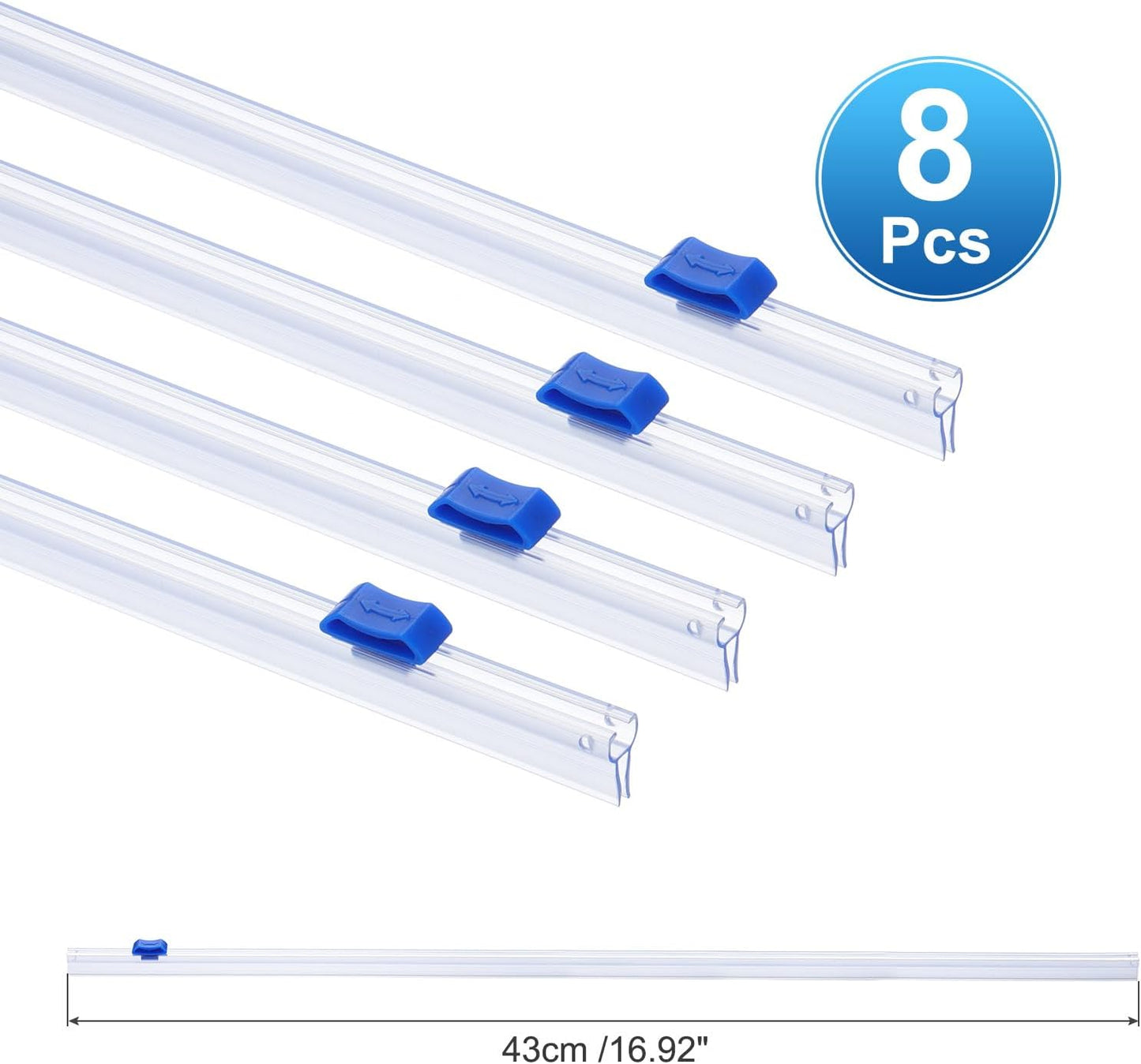 PATIKIL 8pcs Plastic Wrap Cutter, 17in Plastic Wrap Slide Cutter Snap Card Slot Installation Replacement for Aluminum Foil Wax Paper Parchment Paper Wrap Dispenser, Blue