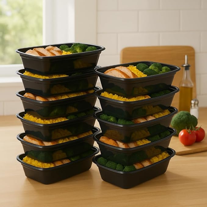 Ruthy's Outlet Meal Prep Containers W/Lids -Square Food Storage – BPA-Free| Stackable | Microwave | Freezer & Dishwasher Safe | Reusable Lunch Bento Box Portion Control & Planning (100 Pack, 16 oz)