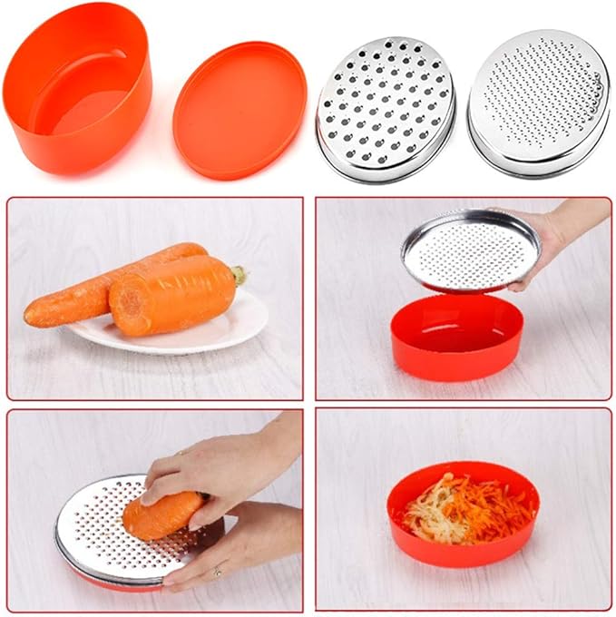 Stainless Steel Cheese Grater with Airtight Food Storage Container & Lid - Multi-Purpose Kitchen Tool for Grating Cheese, Vegetables, Ginger, and Citrus Fruits - Ideal for Home & Picnic Use