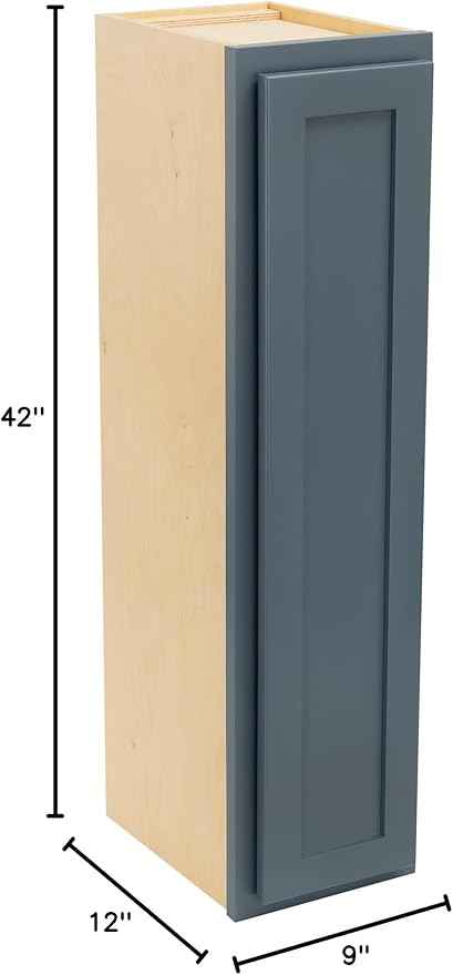 Quicklock RTA (Ready-to-Assemble) 42" Tall Wall Kitchen Cabinets - Shaker Style | 100% Hardwood | Made in America | Soft Close Hardware (Needlepoint Navy, 12''D x 9''W x 42''H)