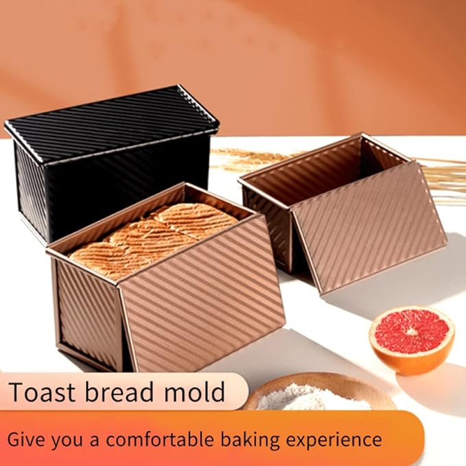 Cake Tin， Non-Stick Cake Mould, Baking ToolsBaking Mold,Cake Mould,Baking Baking Baking Pan Bread Oven Cake Mold Rectangular Toast Making Box with Lid Non Stick Skillet Pan Pans (Color : Large Black S
