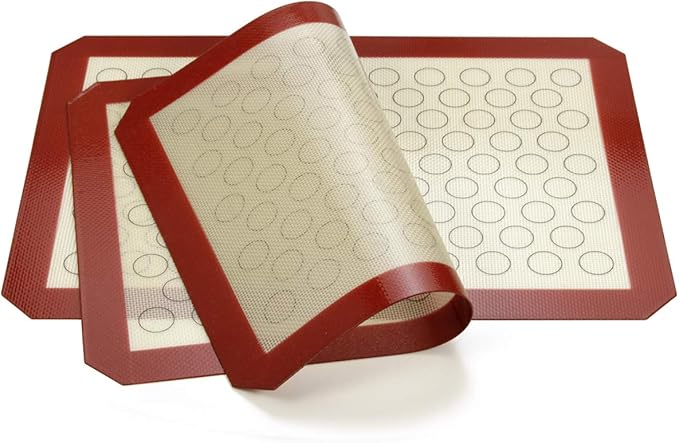 Wildone Baking Sheet with Silicone Mat Set, Stainless Steel Cookie Pan with Baking Mat, Size 16 x 12 x 1 Inch, Set of 4-2 Sheets + 2 Mats