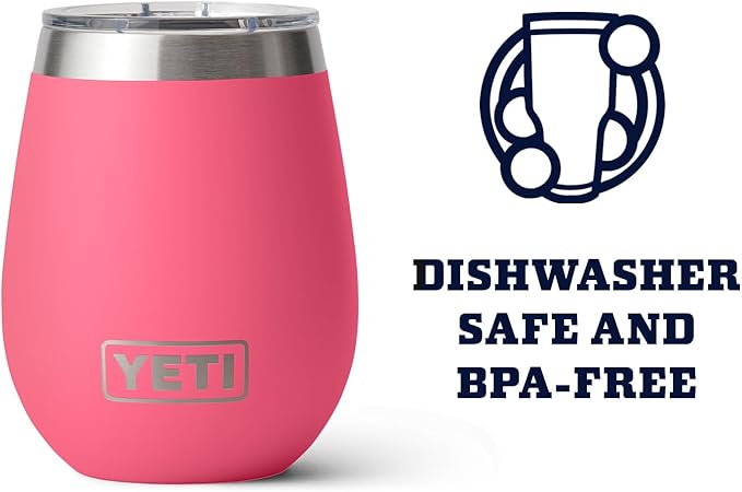 YETI Rambler 10 oz Wine Tumbler, Vacuum Insulated, Stainless Steel with MagSlider Lid, Tropical Pink