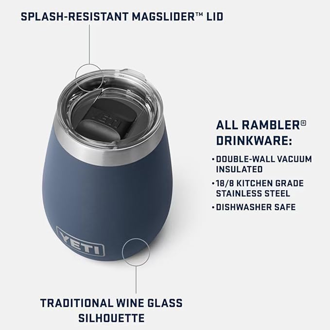 YETI Rambler 10 oz Wine Tumbler, Vacuum Insulated, Stainless Steel with MagSlider Lid, Cherry Blossom