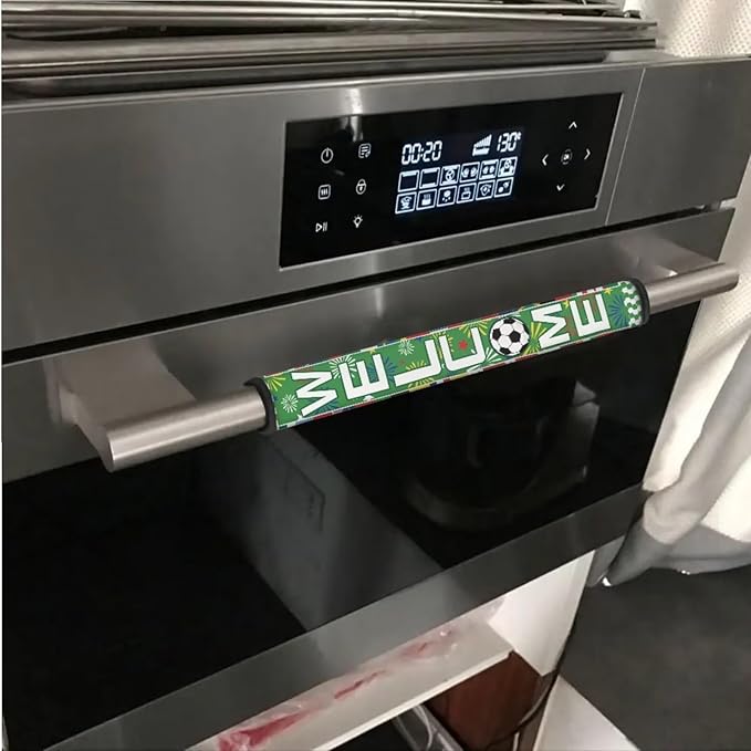 Soccer Print Refrigerator Door Handle Covers Set of 6 Kitchen Electrical Appliance Decor Handles Football Pattern Fridge Accessories Home Decor, Soccer Print Green