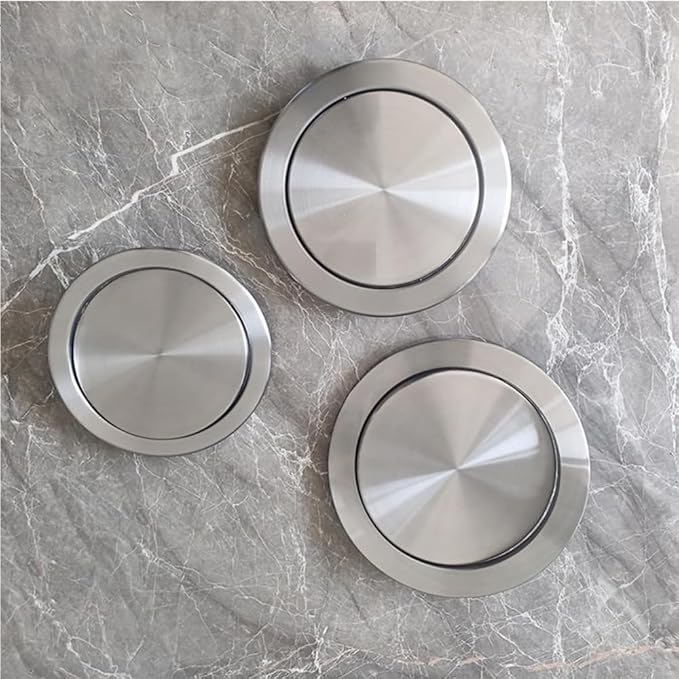 Built-in Countertop Trash Bin Lid 304 Stainless Steel Balance Flap Cover Trash Grommet Swing Trash Can Lid Rubbish Bin Flap for Kitchen Worktop,-23.8Cm