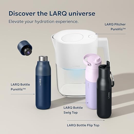 LARQ Water Filter Pitcher 1.9L (8-Cup) – Nano Zero Filter Removes Chlorine, Lead, PFAS & More – Pure White