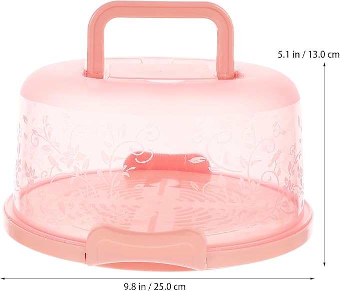 Amosfun 9.84 Inch Portable Cake Carrier with Handle Buckle Seal Round Cake Box Container Lightweight Cupcake Holder Tray for Dessert Transport