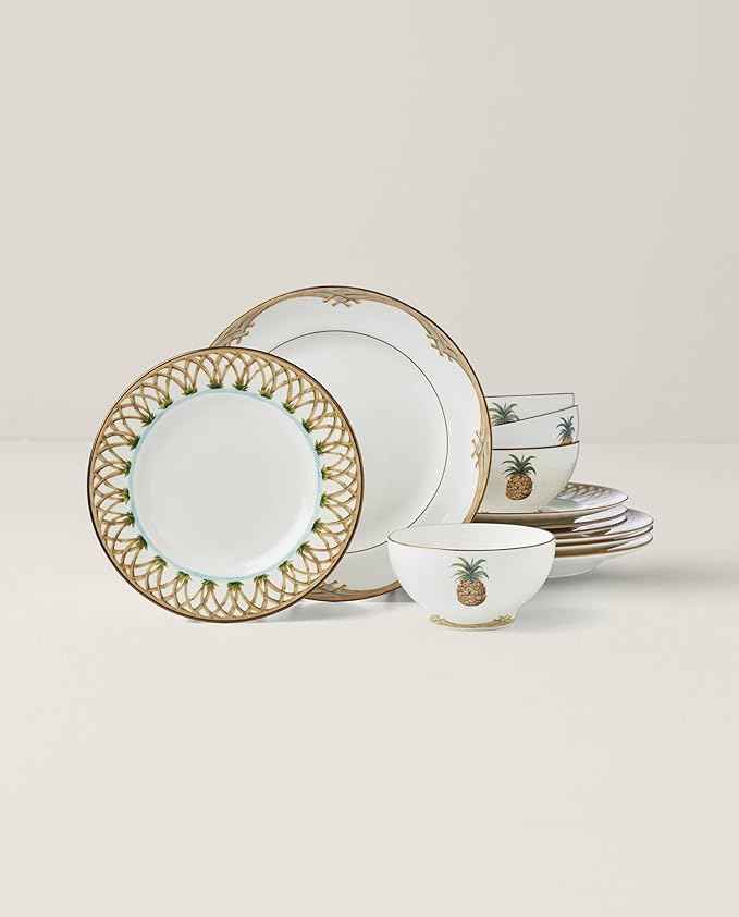 Lenox 896692 British Colonial Bamboo 12-Piece Dinnerware Set