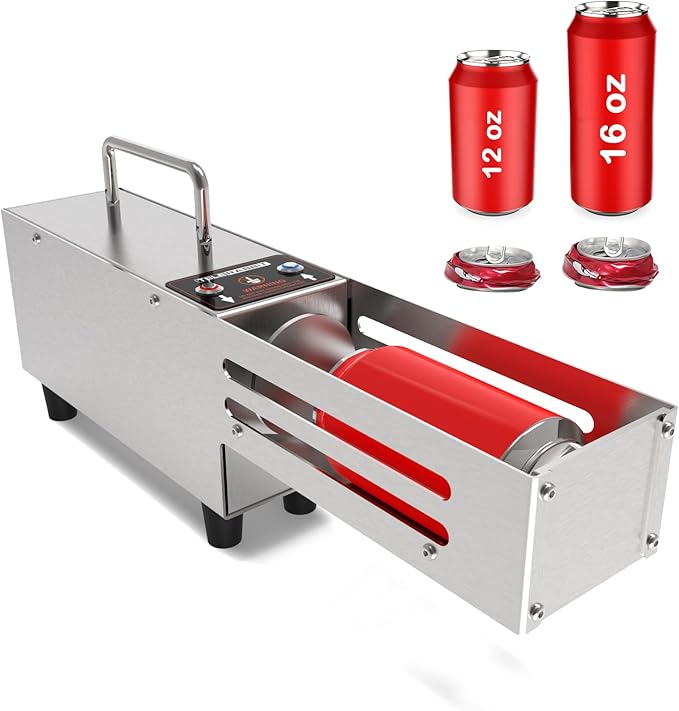 Electric Can Crusher for 16 Oz/12 Oz Cans, Desktop Aluminum Can Crusher, Portable Can Compressor, Automatic Discharge, Stainless Steel Construction, Sturdy and Durable, No Assembly Required