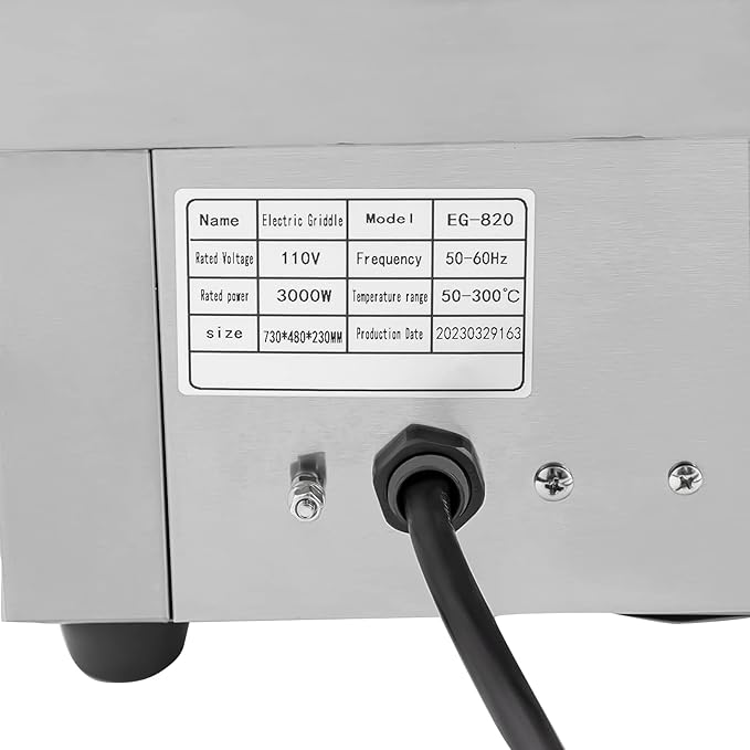 Commercial Electric Griddle, 30" 3000W Electric Countertop Flat Top Griddle Grill, Non-Stick Stainless Steel Teppanyaki Grill, Adjustable Temperature Control 122-572℉ (No Plug)
