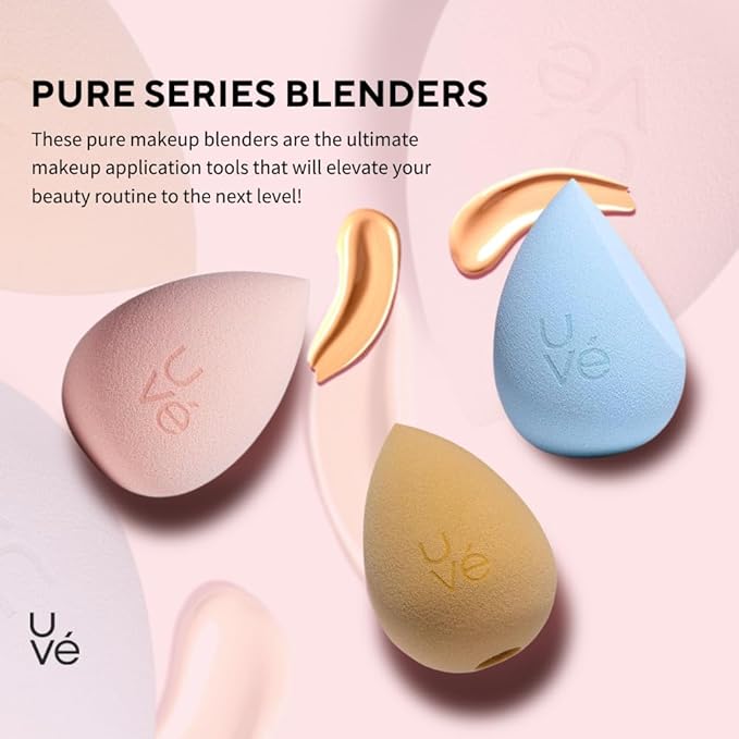 PURE Halo Makeup Blender Sponge, Streak Free Application of Liquid, Powder & Cream Foundation, Professional Complexion Blending Tool, Cruelty Free, Vegan, Latex Free
