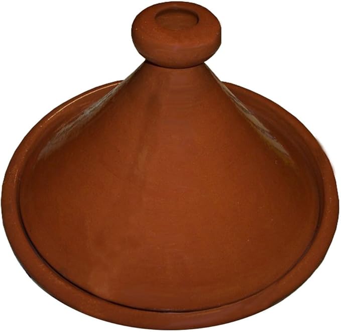 Treasures Of Morocco Moroccan Cooking Tagine 12 inches Brown Clay Round Handmade Safe Traditional