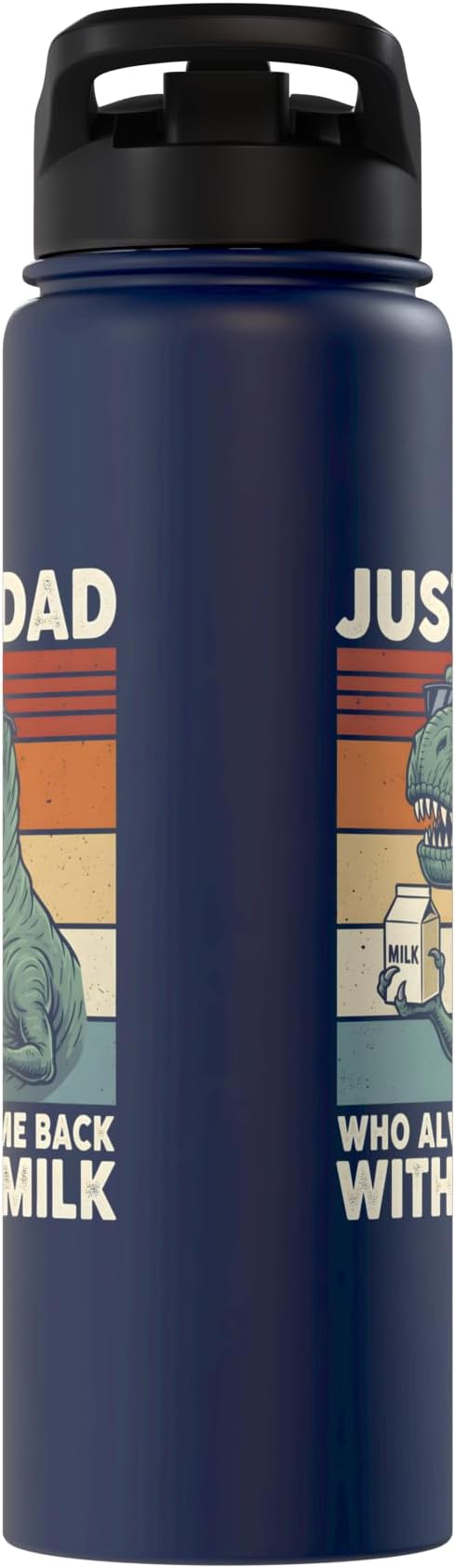 T-Rex Dad Who Always Came Back With The Milk Retro Sunset Stainless Steel Insulated Water Bottle