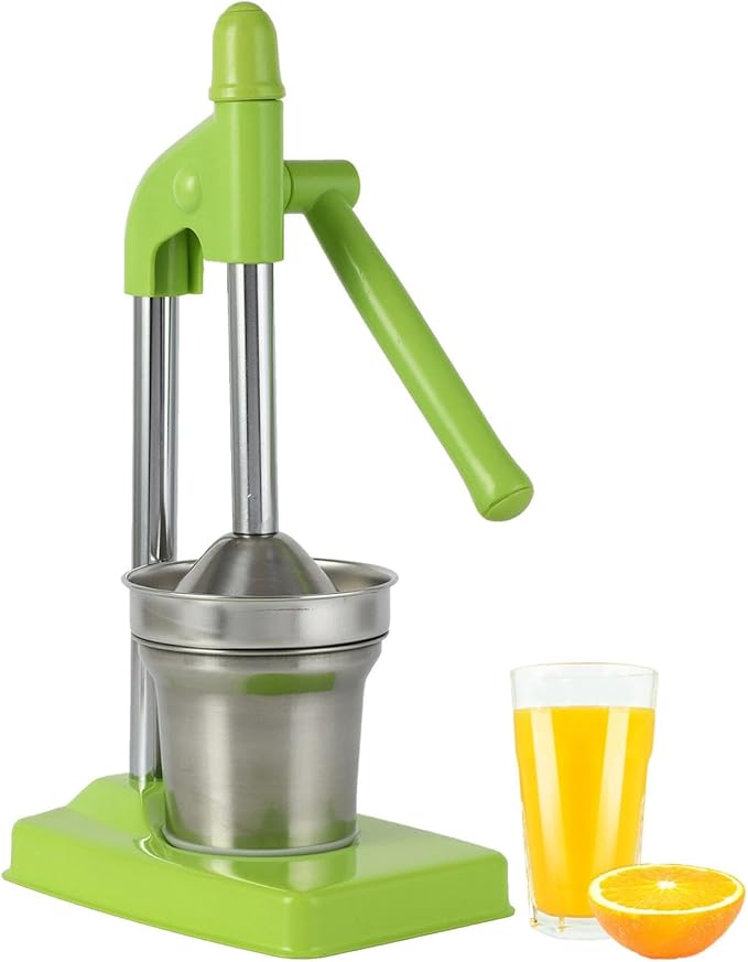 Stainless Steel Lemon Juicer, Heavy Duty Manual Orange Press Squeezer with Easy Clean Design, Handheld Citrus Juicer for Lime, Lemonade, Countertop Use (Green)