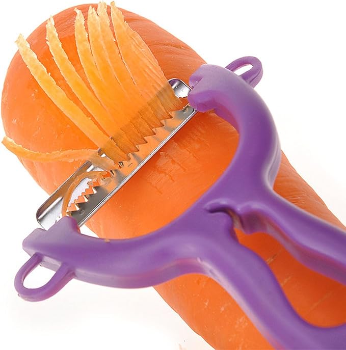 Multi Fruit Vegetable Peeler & Grater, Double Serrated Stainless Steel Blade（Peeler and Grater Function), Sharp Blade for Cucumbers,Carrot, Apples, Potato Eye Remover. Grinding of Garlic and Ginger
