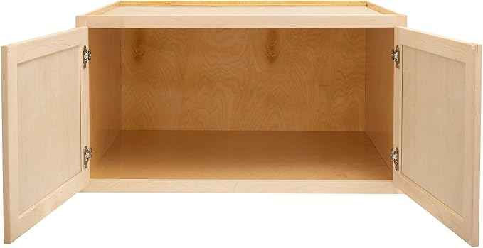 Quicklock RTA (Ready-to-Assemble) 42" Tall Wall Kitchen Cabinets - Shaker Style | 100% Hardwood | Made in America | Soft Close Hardware (Raw Maple, 24" D x 36" W x 24" H)