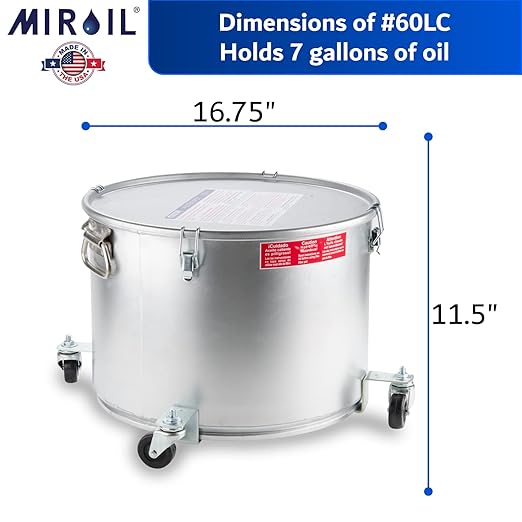 MirOil Filter Pot Combo, Oil Pot & Oil Filter Bag, 7 Gallon Deep Fryer Grease Disposal Caddy w/Castor Wheel & Reusable B6PS Strainer Bag for Filtering, Safe Storage, Extends Life & Polish Fryer Grease