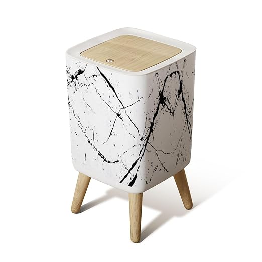 Small Trash Can with Lid Distress Grunge Texture Seamless Pattern Halftone Old Retro Background Wastebasket with Press Cover Dog Proof Garbage Can Waste Bin for Kitchen Bathroom Nursery 2.6 Gallon