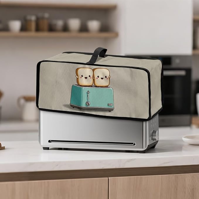 2 Slice Slim Toaster Cover, Cute Bread Print Toaster Cover 2 Slice, Heat Resistant & Water Resistant, Foldable Kitchen Small Appliance Cover for Women