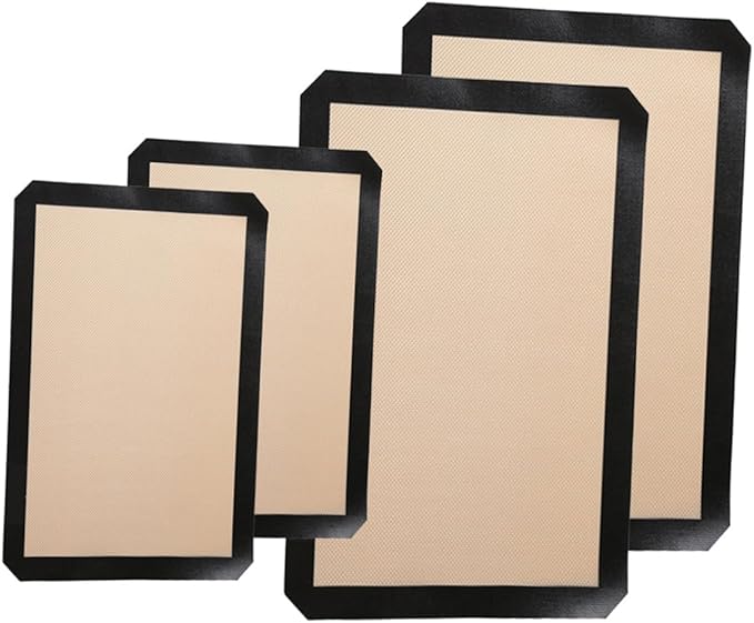 Ipetboom 4pcs Silicone Baking Mats Non-stick Heat-resistant Oven Liners for Cookies Pastry Bread Flexible Reusable Baking Pads for Home and Bakery Easy Clean and Space-saving Design