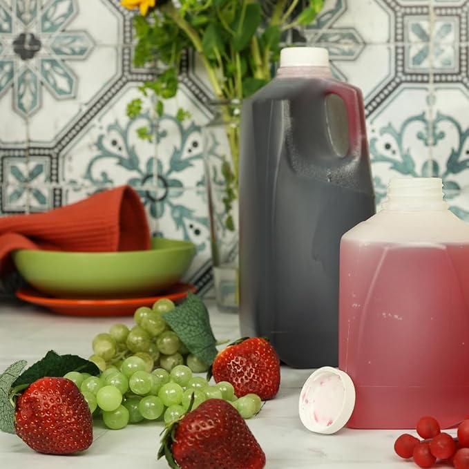 Half Gallon Milk Jugs with Tamper Evident Caps – Use Half Gallon Milk Carton as Juice Jug or 64oz Plastic Bottle