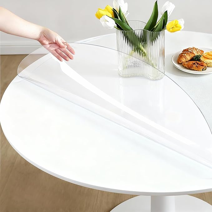 Round Clear Table Cover Protector 36 Inch - 2mm Thick Waterproof PVC Furniture Protective Pad for Dining Room Tabletop