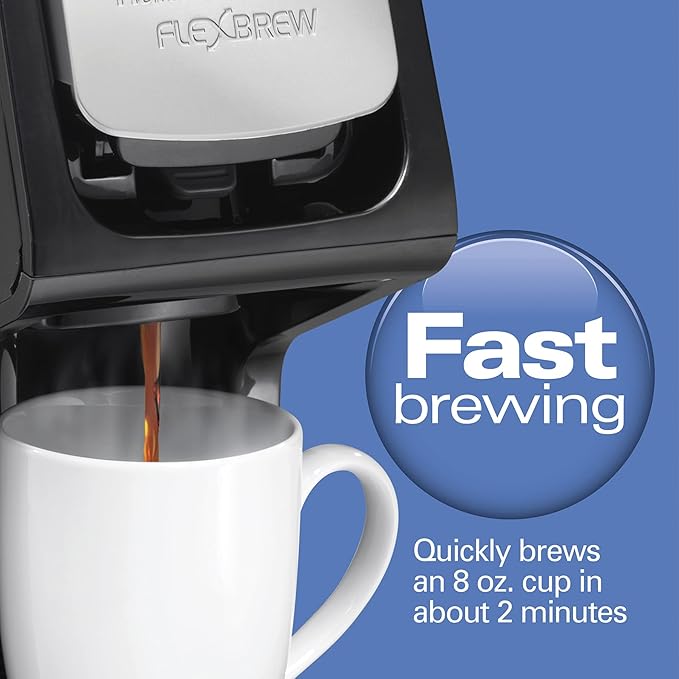 Hamilton Beach FlexBrew Single Serve Coffee Maker, Coffee Machine Compatible with Pod Packs and Grounds, Black Next Gen (49900)