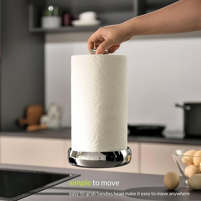 simpletome Paper Towel Holder Countertop Keep It Rolled Up Weighted Base (Chrome)