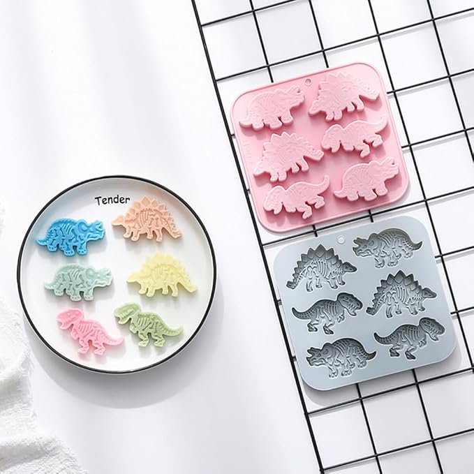 Silicone Cake Pop Mold Non Stick Fancy Mold Cake Pan 6 Cavity dinosaur shape Candy Cupcake Cornbread Chocolate Brownie Gummy Resin Crafts Cake