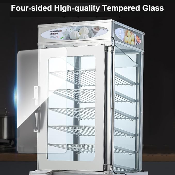 6-Layer Commercial Electric Steamer 2200W Electric Steamed Bun Machine 30-110℃ Temperature Range Anti-Dry Burning Food Steamer Warmer for Store Buffet