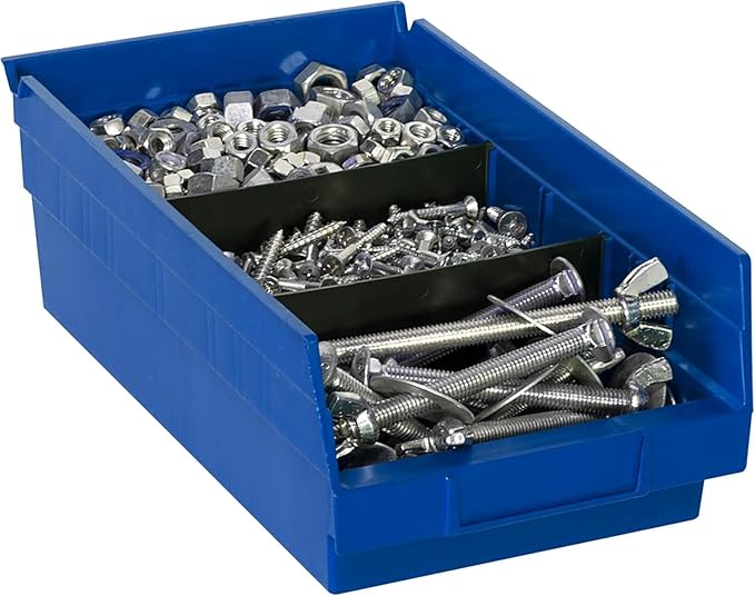 Akro-Mils 30130 Plastic Shelf Bins, Heavy Duty Storage Bins for Garage, Closet, and Drawer Organization, 12" x 6-1/2" x 4", Blue, 12-Pack