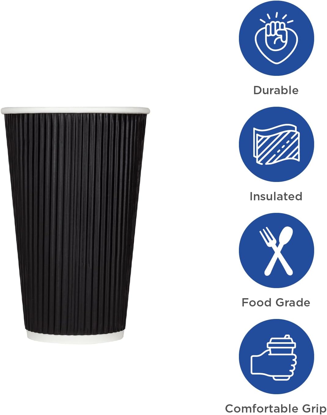 Karat C-KRC520B 20 oz Ripple Paper Hot Cups - Black (Case of 500)