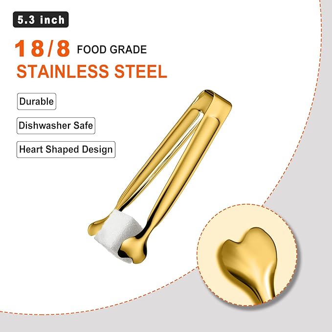 Serving Tongs, Anytrp 12-Packs Stainless Steel Sugar Tongs, 5.3inch Small Tong Kitchen Appetizers Tong for Serving Food, Buffets, Coffee Bar, Tea Party, Desserts Party and Ice Bucket