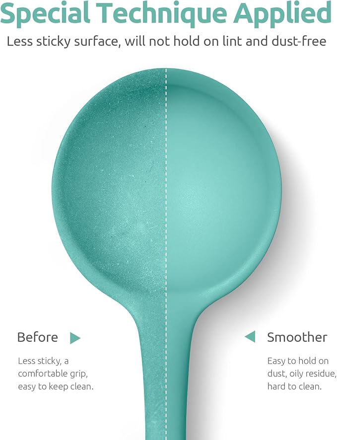 U-Taste 10 Piece Measuring Cups and Spoons Set in 18/8 Stainless Steel, and 600ºF Heat Resistant 13 inch Large Non-Stick Silicone Soup Ladle (Aqua Sky)