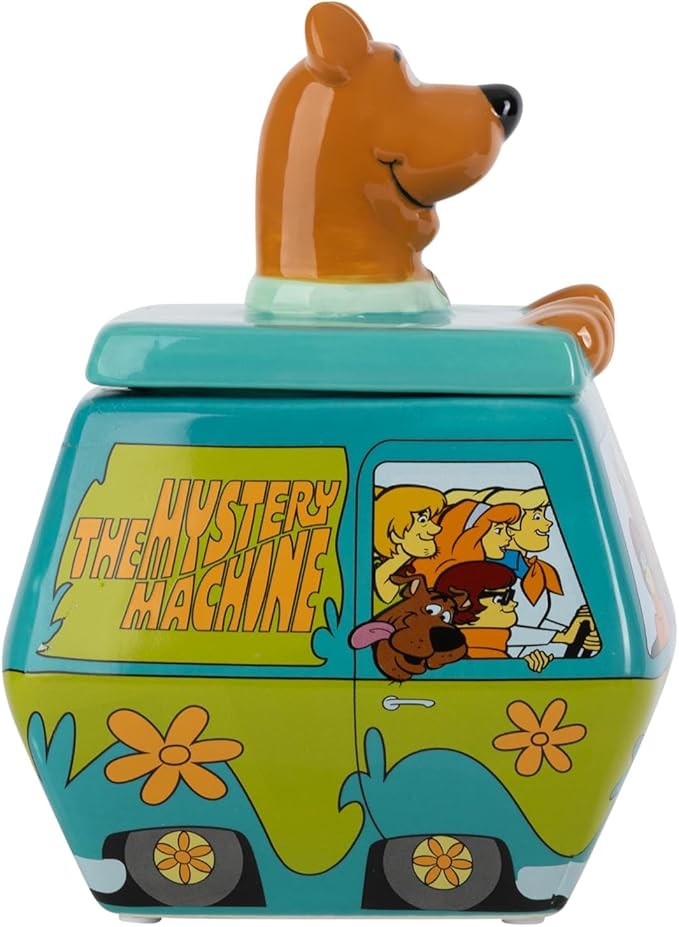 Silver Buffalo Scooby-Doo Mystery Machine Small Sculpted Ceramic Snack Jar Featuring Scooby-Doo, Shaggy, Velma, Daphne, and Fred, 5” x 5” x 6.75”