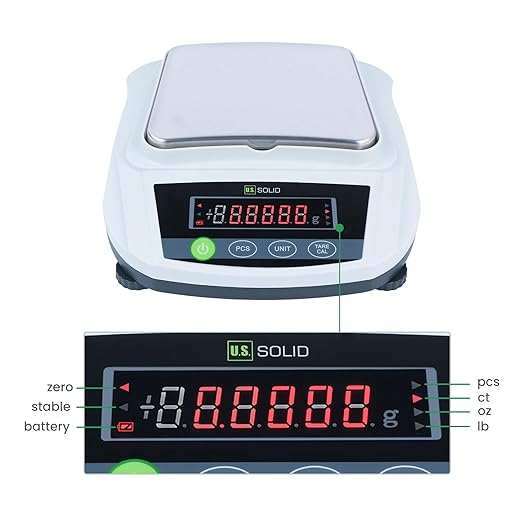 U.S. Solid Digital Lab Scale 2000g x 0.01g Precision Analytical Balance Kitchen Jewelry Scientific Weighing - AC/DC Power