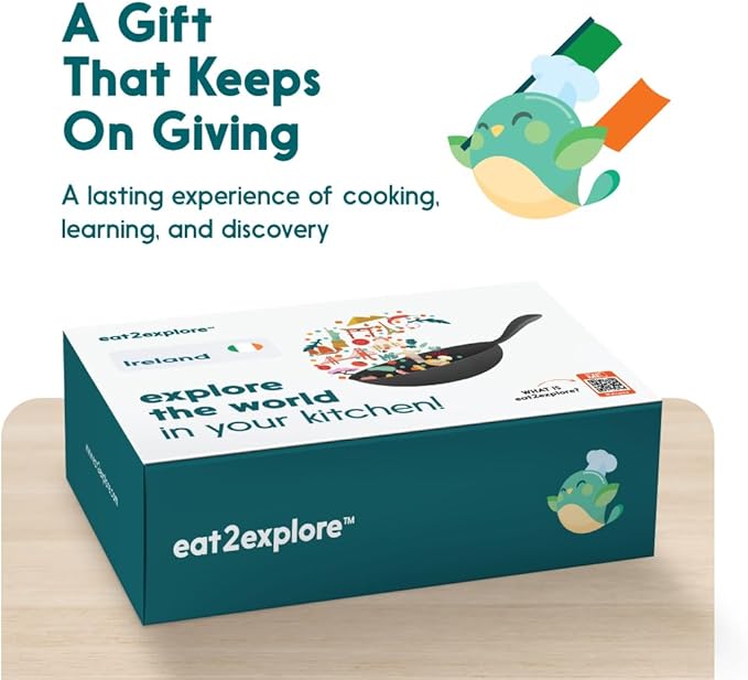eat2explore Cooking Kits for Kids 16 Pcs – Interactive & Educational Kids Cooking Sets Real for Ages 5 and Up,3 Recipe Cards & Global Ingredients – Perfect for Families and Homeschooling (Ireland)