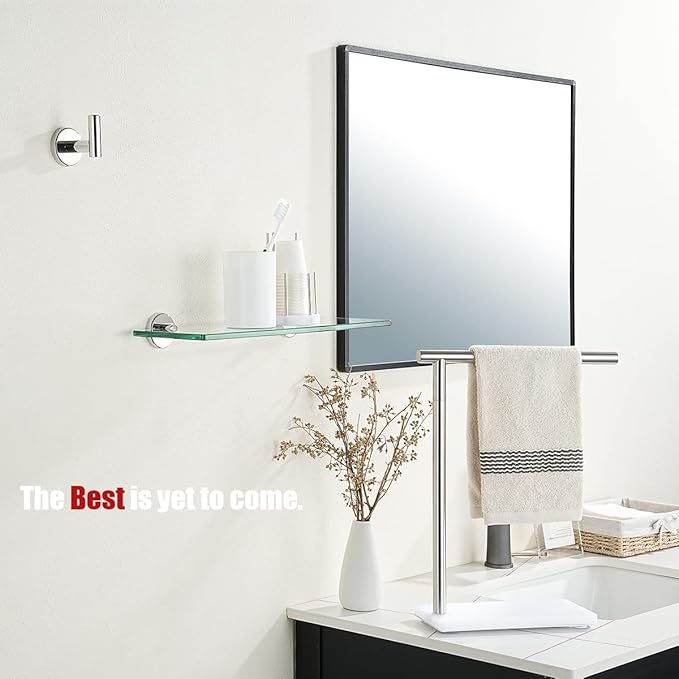 JQK Bathroom Glass Shelf Chrome, Tempered Glass Shower Storage 16 by 5 inches, 304 Stainless Steel Polished Chrome Wall Mount, TGS101-CH