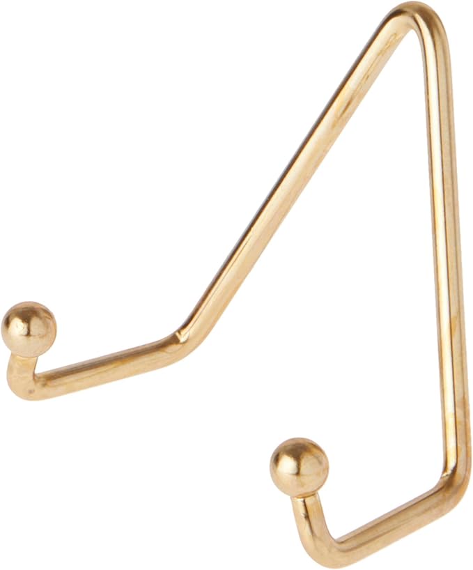 Bard's Shiny Gold-Toned Wall Mountable Plate Hanger, 3.5" H x 3.25" W x 1.75" D (for Plates 3.5" - 5")