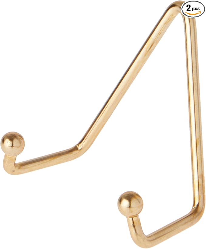 Bard's Shiny Gold-toned Wall Mountable Plate Hanger, 3.5" H x 3.25" W x 1.75" D (For Plates 3.5" - 5"), Pack of 2