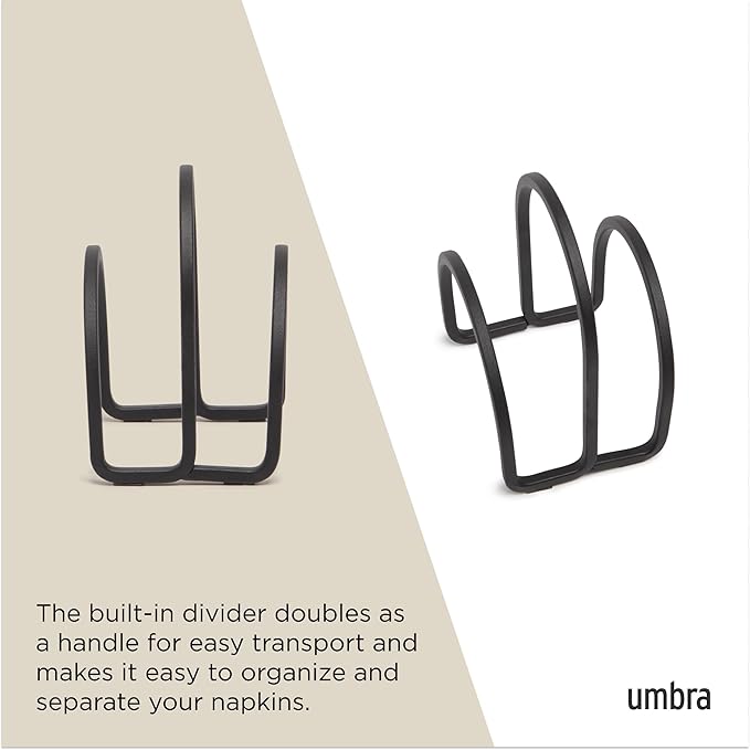 Umbra Squire Napkin Holder for Square and Rectangular Dinner, Cocktail, Luncheon Napkins, Modern Metal Design Looks Like Cast Iron, Black