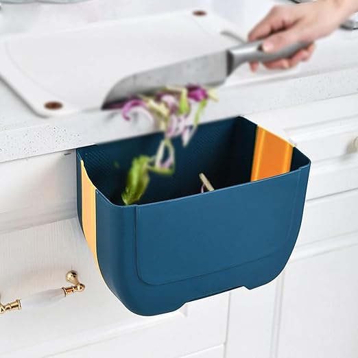 Hanging Trash Can, Kitchen Garbage Bin Waste Bins, Foldable Trash Can Wall-Mounted Trash Can Cabinet Door Hanging Trash Can Portable Storage Bin Trash Can (Size : A)