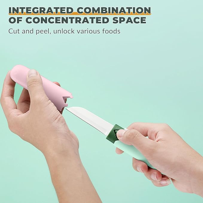 2 in 1 stainless steel Paring knife Peeler; fruit peeler; apple peeler; pear peeler, vegetable peeler, Kitchen Peeler (1, Green Pink)