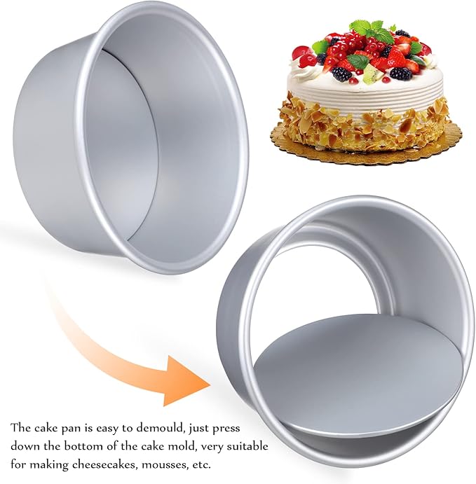 LIFKOME Detachable Bottom Round Cake Molds Baking Liners Included Set of Round Cake Pans for Home Professional Use