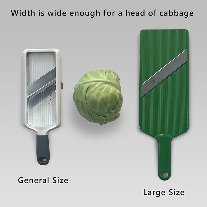 Fixed Thickness Vegetable Slicer – Ultra-Thin Cabbage Shredder for Salads, Jicama Tacos, Onion, Potato Chips – Fine Fluffy Cuts Mandoline Kitchen Tool(Green)